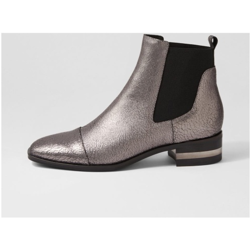 Django & Juliette Ford Djl Pewter Crackle Leather Pewter Boots Womens Shoes Casual Ankle Boots