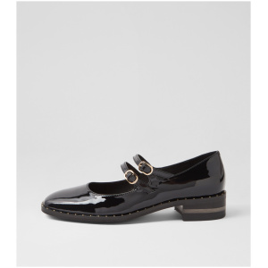 Django & Juliette Fuelas Dj Black Black Heel Patent Leather Black Black Heel Shoes Womens Shoes Casual Heeled Shoes