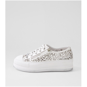 Django & Juliette Gams Dj White White Sole Leather White White Sole Sneakers Womens Shoes Casual Casual Sneakers