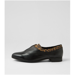 Django & Juliette Garissa Dj Black Camel Leopard Leather Suede Black Camel Leopard Shoes Womens Shoes Casual Flat Shoes