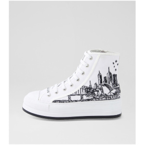 Django & Juliette Geppil Dj White Black Canvas White Black Boots Womens Shoes Casual Ankle Boots