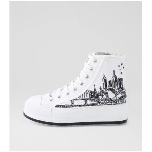 Django & Juliette Geppil Dj White Black Canvas White Black Boots Womens Shoes Casual Ankle Boots