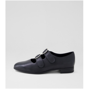 Django & Juliette Gifth Dj Black Leather Black Shoes Womens Shoes Casual Flat Shoes