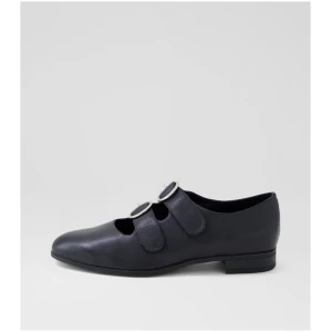 Django & Juliette Gifth Dj Black Leather Black Shoes Womens Shoes Casual Flat Shoes