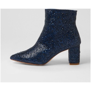 Django & Juliette Glister Dj Navy Jewel Fabric Navy Jewel Boots Womens Shoes Casual Ankle Boots