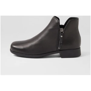Django & Juliette Issia Dj Black Leather Black Boots Womens Shoes Casual Ankle Boots