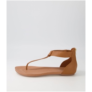 Django & Juliette Jacklle Djl Dk Tan Leather Dk Tan Sandals Womens Shoes Casual Sandals Flat Sandals