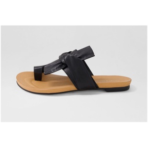Django & Juliette Jacona Dj Black Leather Black Sandals Womens Shoes Casual Sandals Flat Sandals