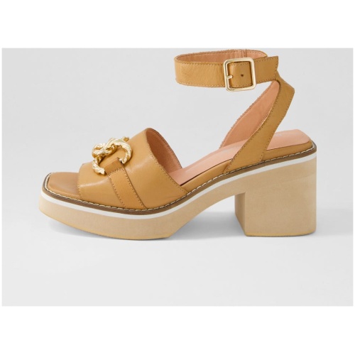 Django & Juliette Jarth Dj Tan Leather Tan Sandals Womens Shoes Casual Heeled Sandals