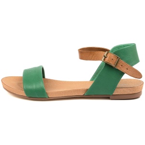 Django & Juliette Jinnit Emerald Tan Leather Emerald Tan Sandals Womens Shoes Casual Sandals Flat Sandals
