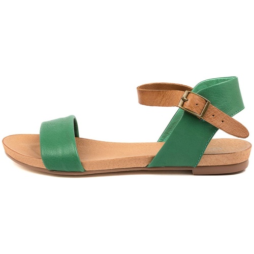 Django & Juliette Jinnit Emerald Tan Leather Emerald Tan Sandals Womens Shoes Casual Sandals Flat Sandals