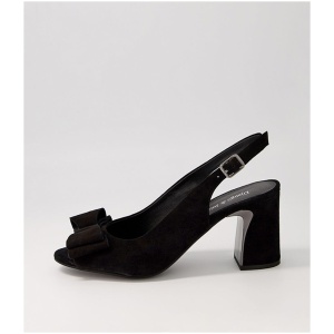 Django & Juliette Kadir Dj Black Suede Black Sandals Womens Shoes Dress Heeled Sandals