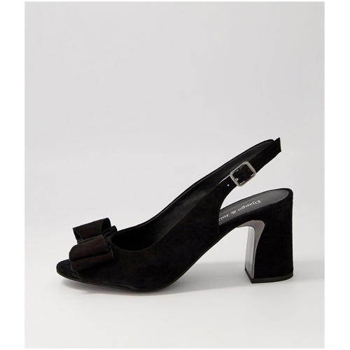 Django & Juliette Kadir Dj Black Suede Black Sandals Womens Shoes Dress Heeled Sandals