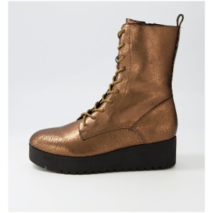 Django & Juliette Karalin Dj Bronze Black Sole Crackle Leather Bronze Black Sole Boots Womens Shoes Casual Ankle Boots