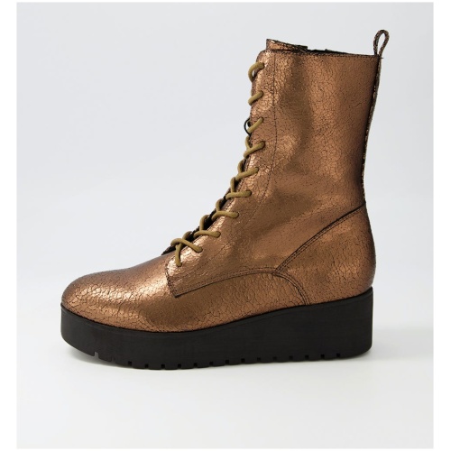 Django & Juliette Karalin Dj Bronze Black Sole Crackle Leather Bronze Black Sole Boots Womens Shoes Casual Ankle Boots