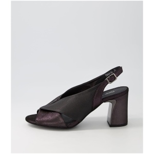 Django & Juliette Kruz Dj Black Black Shimmer Leather Leather Black Black Sandals Womens Shoes Dress Heeled Sandals