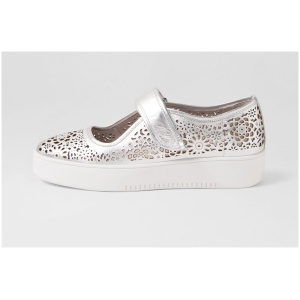 Django & Juliette Latiffa Dj Silver White Sole Leather Silver White Sole Sneakers Womens Shoes Casual Casual Sneakers