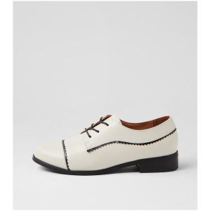 Django & Juliette Leezes Dj Ivory Black Leather Ivory Black Shoes Womens Shoes Casual Flat Shoes