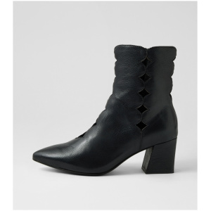 Django & Juliette Mamuns Dj Black Leather Black Boots Womens Shoes Casual Ankle Boots