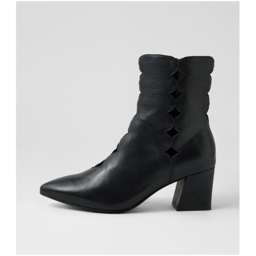Django & Juliette Mamuns Dj Black Leather Black Boots Womens Shoes Casual Ankle Boots