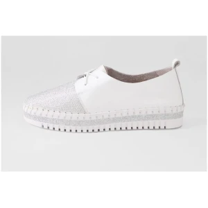 Django & Juliette Marlies Dj Silver White Jewels Leather Silver White Sneakers Womens Shoes Casual Casual Sneakers