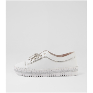 Django & Juliette Mystique Dj White Silver Leather White Silver Sneakers Womens Shoes Casual Casual Sneakers