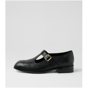 Django & Juliette Nubia Dj Black Black Heel Leather Black Black Heel Shoes Womens Shoes Casual Flat Shoes