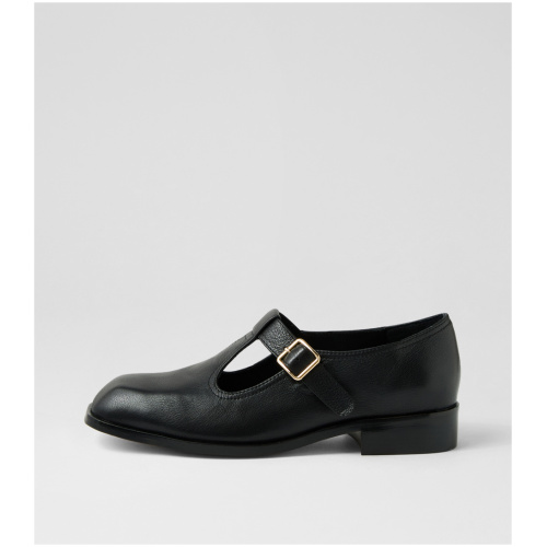 Django & Juliette Nubia Dj Black Black Heel Leather Black Black Heel Shoes Womens Shoes Casual Flat Shoes