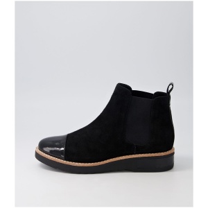 Django & Juliette Raquel Dj Black Black Patent Suede Black Black Boots Womens Shoes Dress Ankle Boots