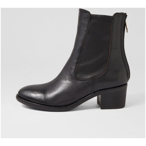 Django & Juliette Rule Dj Black Black Heel Leather Black Black Heel Boots Womens Shoes Ankle Boots
