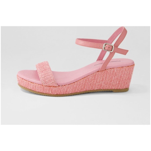 Django & Juliette Sable Dj Pink Pretty Pink Syn Raffia Leather Pink Pretty Pink Sandals Womens Shoes Casual Heeled Sandals
