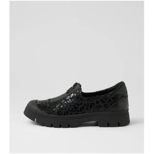 Django & Juliette Semele Dj Black Leopard Black Fabric Leather Black Leopard Black Shoes Womens Shoes Casual Flat Shoes