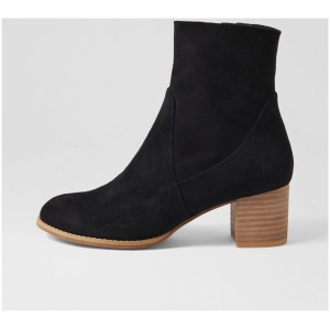 Django & Juliette Shadan Dj Black Natural Heel Suede Black Natural Heel Boots Womens Shoes Ankle Boots