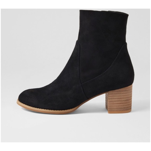 Django & Juliette Shadan Dj Black Natural Heel Suede Black Natural Heel Boots Womens Shoes Ankle Boots