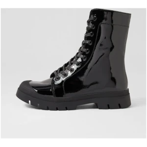 Django & Juliette Siron Dj Black Patent Leather Black Boots Womens Shoes Casual Ankle Boots