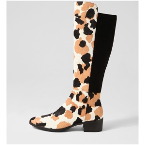 Django & Juliette Tetley Black & Tan Big Leopard Black Pony Stretch Microsuede Black & Tan Big Leopard Black Boots Womens Shoes Casual Long Boots
