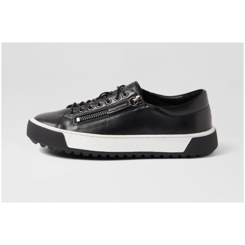 Django & Juliette Toppine Dj Black Leather Black Sneakers Womens Shoes Casual Casual Sneakers