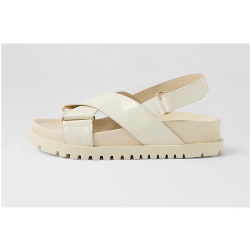Django & Juliette Ubari Dj Ivory Ivory Sole Patent Leather Ivory Ivory Sole Sandals Womens Shoes Casual Sandals Flat Sandals