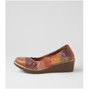 Django & Juliette Udaxx Dj Dk Tan Autumn Multi Leather Dk Tan Autumn Multi Shoes Womens Shoes Casual Heeled Shoes