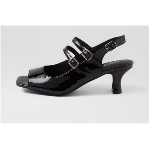 Django & Juliette Umill Dj Black Patent Leather Black Sandals Womens Shoes Dress Heeled Sandals