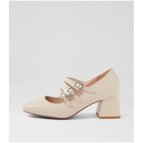 Django & Juliette Vierra Dj Cream Leather Cream Shoes Womens Shoes Casual Heeled Shoes