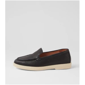 Django & Juliette Ziffy Dj Black Tumble Leather Black Shoes Womens Shoes Casual Flat Shoes