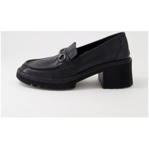Django & Juliette Zoey Dj Black Leather Black Shoes Womens Shoes Casual Heeled Shoes