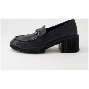 Django & Juliette Zoey Dj Black Leather Black Shoes Womens Shoes Casual Heeled Shoes
