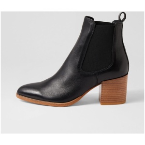 Django & Juliette Zubia Dj Black Natural Heel Leather Black Natural Heel Boots Womens Shoes Ankle Boots