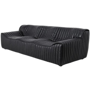Duvina 3 Seater Sofa - Black Leather by Interior Secrets - AfterPay Available