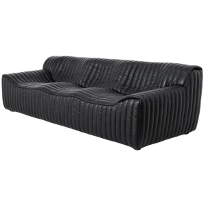 Duvina 3 Seater Sofa - Black Leather by Interior Secrets - AfterPay Available