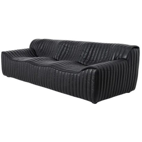 Duvina 3 Seater Sofa - Black Leather by Interior Secrets - AfterPay Available