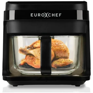 EUROCHEF 6.5L Air Fryer, Electric Digital Airfryer with Glass Container, Black