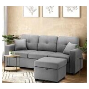 Elwine 3 Seater Storage Sofa With Storage Ottoman Grey
